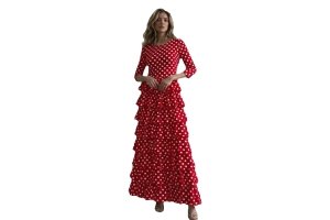 VESTIDO FLAMENCA LICRA FABRICADO EN ITALIA . TALLAS XS/S 34/36 - 72CM 60CM 76CM . M/L 38/40 - 80CM 68CM 84CM . XL/XXL - 42/44/46 - 92CM 80CM 96CM .6XL 52/54/56 -118CM 100CM LARGO 150CM