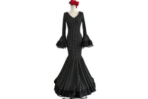 VESTIDO FLAMENCA LICRA FABRICADO EN ITALIA . TALLAS 6XL 52/54/56 -PECHO 104CM CINTURA 92CM CADERA 108CM LARGO 158CM